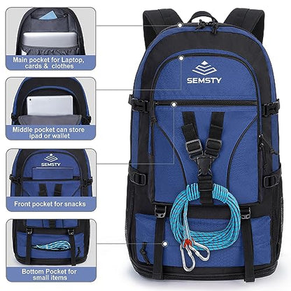 40L/50L Expandable Hiking Backpack for Men and Women, Travel Camping Backpack Flight Approved - color: 40l+10l Blue