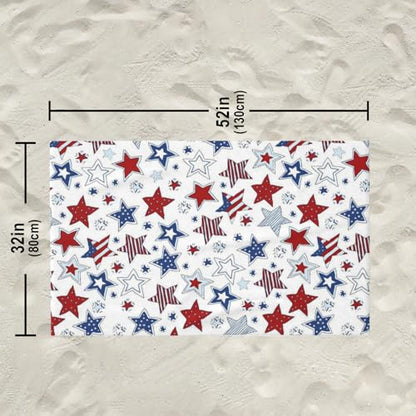 4th of July Stars Beach Towel, Memorial Day Quick Dry Sand Free Absorbent Bath Towel, Independence Day Microfiber Lightweight Towel Pool Travel Camping Gym Swim 30x60 Inch/ 77X153cm - color: Red Blue Stars