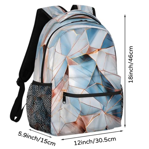 Large Backpack with 15.6 Inch Laptop Compartment, Abstract Blue Pink Marble Geo Adult Backpack for Work, Travel & School College Boys Girls - color: Abstract Blue Pink Marble Geo