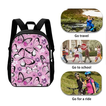 Butterfly Flower Backpack for Girls 4PCS Backpack Set with Lunch Box Pencil Case and Water Bottle Holder Novelty Bookbags for Children Teens Lightweight Backpack 4 in 1 Set for School - color: Butterfly Flower