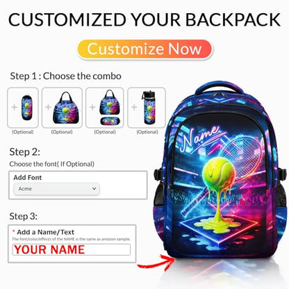 Boys Backpack for Kids Teens Personalized Tennis Bookbag for School Hiking Travel, Lightweight Backpacks for Kindergarten Primary Elementary Middle - color: Green