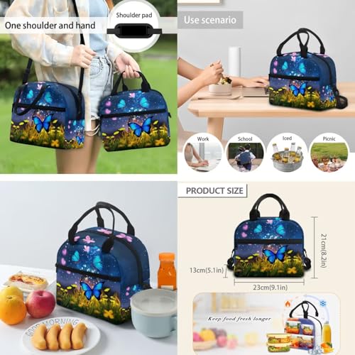 Flashideas Butterfly Backpack for Girls Kids Backpack with Lunch Box Stainless Steel Water Bottle and Water Bottle Holder with Strap 4Pcs Set 17" Elementary Bookbag with Compartments Sturdy School Bag - color: Butterfly