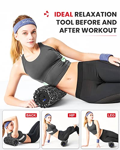 FITINDEX Vibrating Foam Roller for Muscle Deep Tissue, Back Pain Relief, Leg Foot Neck Massager, Exercise, Pilates, Muscle Recovery, Physical Therapy, 4-Speed, Rechargeable, Black - color: Black