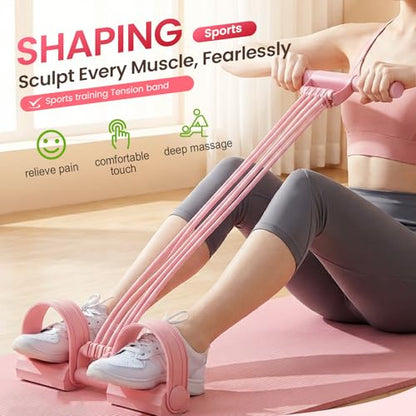 Upgrade Pedal Resistance Bands with Handles, 8 Tube Pedal Resistance Device, Soft Durable Fashion Puller Exercise, Home Exercise Equipment for Full Body Workout Waist, Arm, Leg - color: Pink