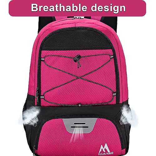 Hsmihair Soccer Bag-Soccer Backpack&Backpack for & Football Volleyball & Basketball,with Ball Compartment and Separate Cleat - color: Pink