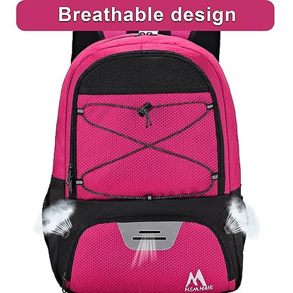 Hsmihair Soccer Bag-Soccer Backpack&Backpack for & Football Volleyball & Basketball,with Ball Compartment and Separate Cleat - color: Pink