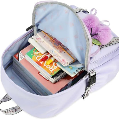 Spotted Tiger School Backpack for Girls Backpack with Lunch Box Backpacks for Teen Girl Backpacks School Bag Bookbag (Purple) - color: Purple