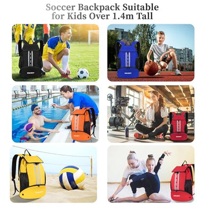 EULANT Soccer Backpack with Shoes Compartment, Waterproof Drawstring Bag for Sport Gym Swim Yoga Travel Football Volleyball - color: Orange