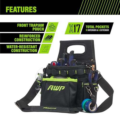 AWP Tool Pouch, Electrician Tool Pouch, Premium, Professional Multi-Pocket Organizer - size: 3 Pack, style: Portable Tool Box