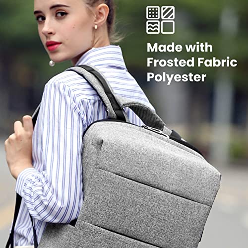 Nordace Nelson Smart Travel Backpack for Men & Women with USB Charging Port, Water Resistant - Everyday Laptop Backpack for Travel & Work - 15.6 Inch (Grey)