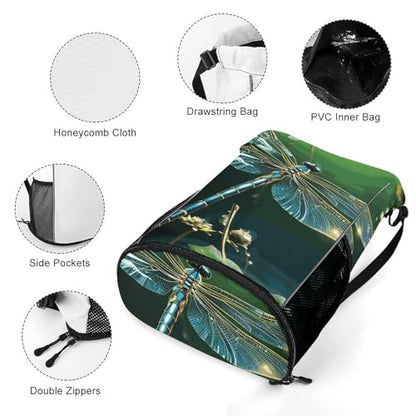 Fitness Drawstring Backpack Waterproof Gym Bag Dragonfly Green Lightweight Dry And Wet Separation Swim Bag