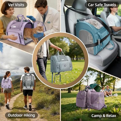 Lollimeow Expandable Large Cat Carrier Backpack, Supports up to 14 lbs - color: Plum, size: 16.5"L x 9.0"W x 13.4"H