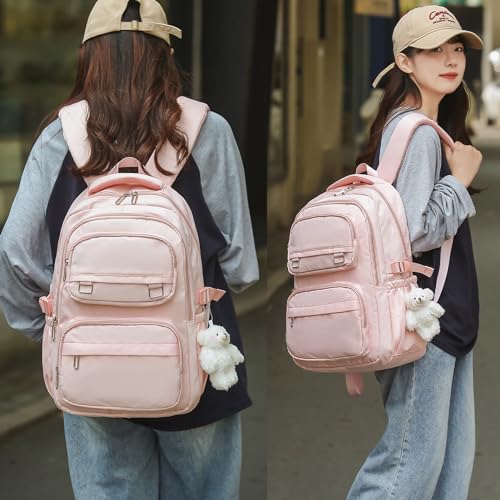 KBTYE School Backpack for Kids Girls Cute Travel Backapck for College Women Men Casual Laptop Bookbag for Teen Student(Pink) - color: Pink