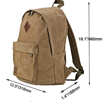Canvas Laptop Backpack, Durable Rucksack, Travel Bag Fits 15.6 Inch Notebook for Men Women Factory Directly(Coffee) - color: Coffee