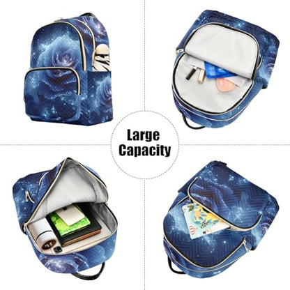 ALAZA Mini Backpack Purse for Women Lightweight Girls Small Size Blue Rose 1 School Teens College Traveling - color: Blue Rose 1, size: Small