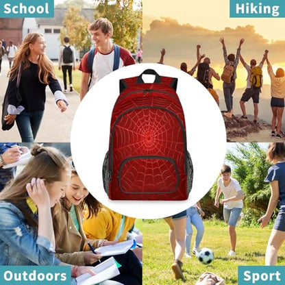 Spider Web Pattern Red Large Backpack 18 Inch Laptop Tablet Backpacks - color: A2 Spider Web Pattern Red