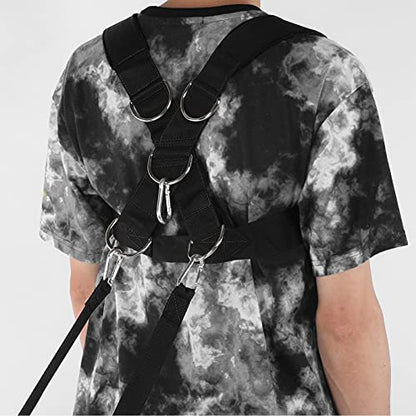 Weight Bearing Shoulder Strap Pulling Sled Harness Vest Resistance Bands with Pulling Strap Durable Nylon Material Adjustable Design for Strength Training and Team Sports - color: Black
