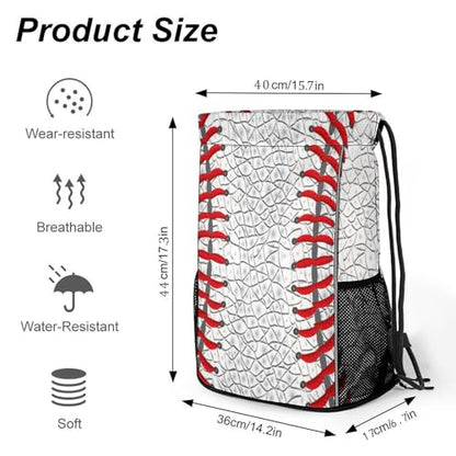 Baseball Drawstring Backpack Gym Bag With Shoe Compartment String Bag Sport Beach Swimming Sackpack For Women Men - color: Baseball