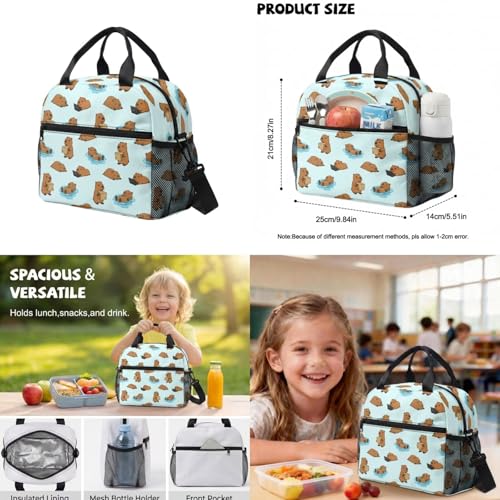 Capybara Backpack for Girls 8-10 Kids Backpack for School Girls Bookbag with Lunch Box Water Bottle Pouch Pencil Case 4PCS Set Teen Backpacks for Primary Elementary School Supplies - color: Capybara