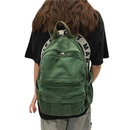 MaxxCloud Women's Heavy Cotton Canvas Laptop Backpack Lightweight Casual Hiking Daypack Travel Bag - color: Green