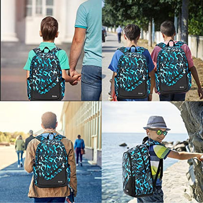 bunie School Backpack for Boys Large Bookbag Boys Backpacks Elementary Middle High School Bags Kids Cool Back Pack Children 7 8 9 10 11 12 13 14 15 16 Years Old (Blue) - color: Blue