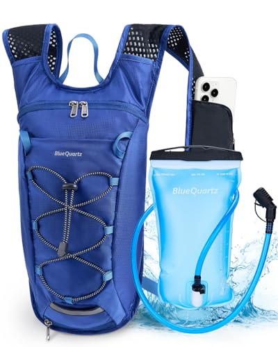 Blue Quartz Hydration Backpack with 2L Water Bladder, Hiking Water Pack with Insulated Compartment for Women Men, Lightweight Cycling Daypack with Phone Pocket, Hydration Pack for Running,Biking - color: Blue