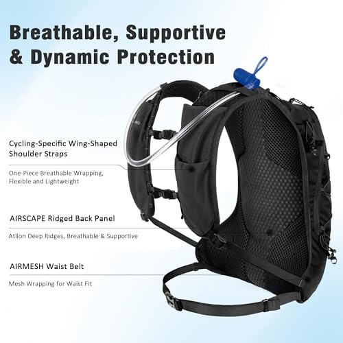 N NEVO RHINO Hydration Backpack, Lightweight Hiking Water Backpack, Hydro Bike Pack with 70 oz 2L Water Bladder, Hydration Daypack for Cycling Rave Mountain - color: Black