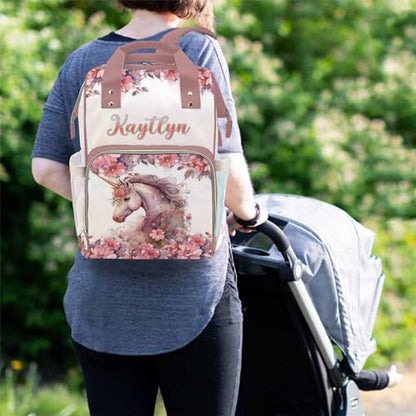MyPupSocks Personalized Animal Elepahnt Butterfly Diaper Bag Backpack with Custom Name - Lovably Yours, Daughter Granddaughter Girls - color: Style 4