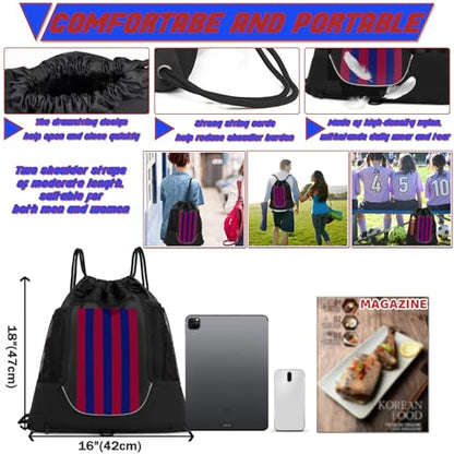 STAY GENT Drawstring Basketball Backpack for Boys, Foldable Soccer Backpack Gym Bag Sackpack Sports Sack with Detachable Ball Mesh Bag for Volleyball Baseball Yoga - color: Blue Red