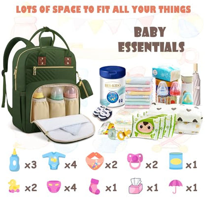 Tenot Baby Diaper Bag Backpack, Travel Diaper Bags for Girl Boy Large Capacity Baby Bag Backpack for Women Army Green - color: Army Green