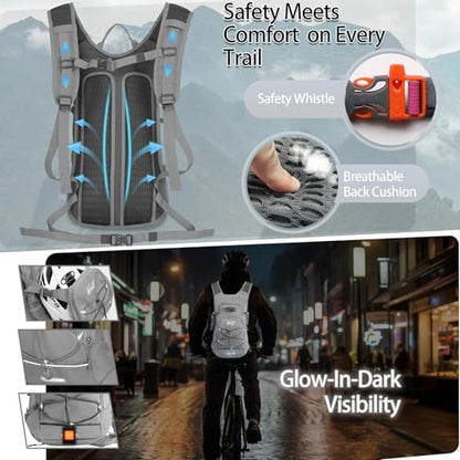 WOLT Hydration Backpack 18L Hiking Water Backpack with 2L Water Bladder for Men Women, Hydration Pack for Running Cycling Biking and Climbing - color: Lightgray
