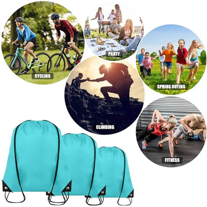 Grneric 100 Pieces Drawstring Backpack Bulk Cinch Sackpack Ployster Drawstring Bags for Gym Party Trip(Aqua) - color: Aqua