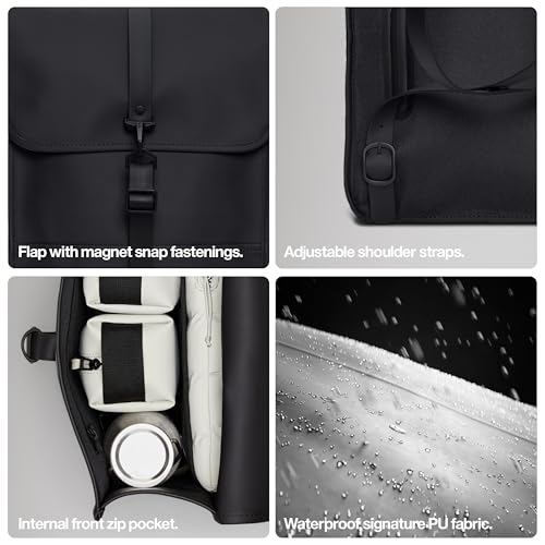 RAINS Backpack - Navy Waterproof Slim Backpack for Men and Women - 15 Inch Laptop Compartment, Flap Closure, Water Resistant & Water Repellent - 2 Year Warranty - color: Navy, size: Standard