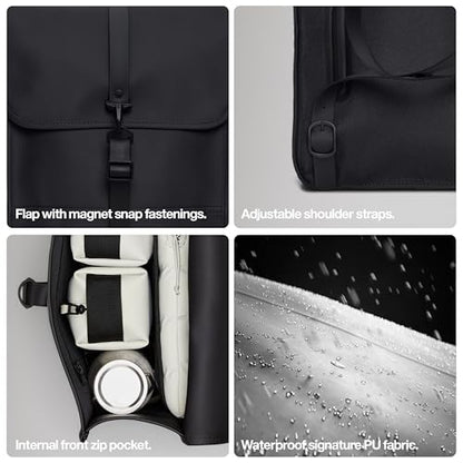 RAINS Backpack - Navy Waterproof Slim Backpack for Men and Women - 15 Inch Laptop Compartment, Flap Closure, Water Resistant & Water Repellent - 2 Year Warranty - color: Navy, size: Standard
