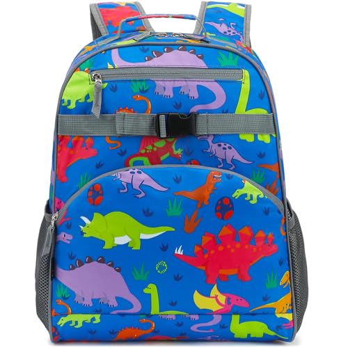 FlowFly Kids Backpack for Toddler Boys Girls, Simple Lightweight Bookbag for Daycare Kindergarten Elementary School Travel, Small Modern Bag (Large), Dinosaur - color: Dinosaur, style: Kids Large: 17l