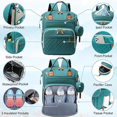 SHITIESHOU Diaper Bag Backpack Baby Bag, Baby Girl Boy Diaper Bag for Dad Mom with Pad, 16 Pockets, Pacifier Case, Large Diaper Bags Unisex for Travel (Green) - color: Green