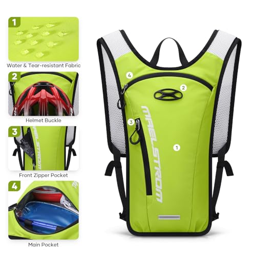 Maelstrom Hydration Backpack, Hiking Backpack with 2L Water Bladder, Running Hydration Vest for Cycling Hiking Rave for Men Women - color: Light Green