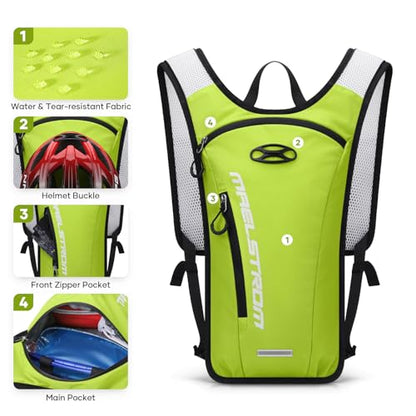 Maelstrom Hydration Backpack, Hiking Backpack with 2L Water Bladder, Running Hydration Vest for Cycling Hiking Rave for Men Women - color: Light Green