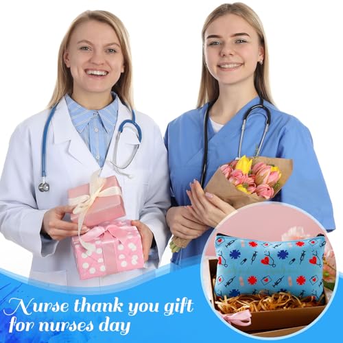 Reginary 20 Pcs Makeup Bags Gifts for Women Canvas Cosmetic Bags with Zipper Bulk Gift for Women Travel Purse Organizer Pouch Accessory, Toiletry Large Capacity, 7 x 4.3 Inch(Nurse) - style: Nurse