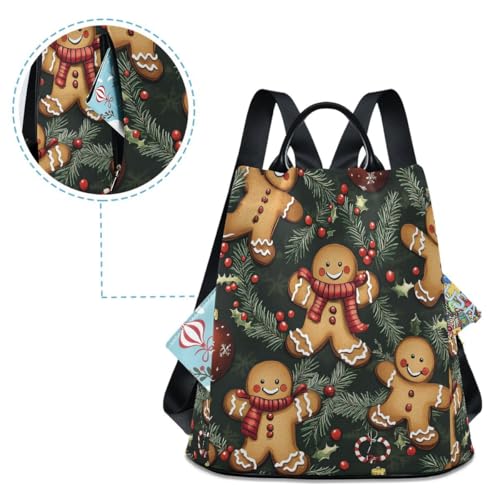 ALAZA Gingerbread Man Christmas Ball Pattern Trips Hiking Camping Rucksack Pack for Women - color: Multicolor 7