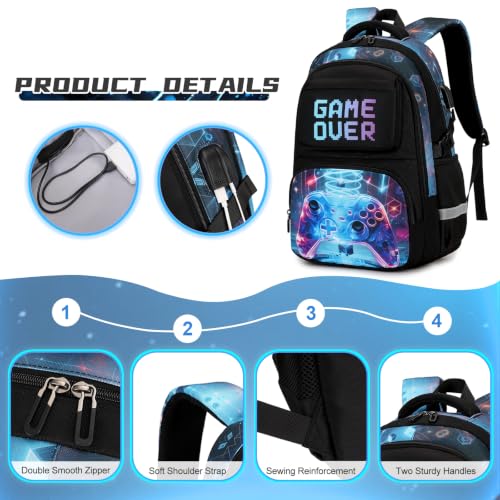 Scothen 3PCS Boys Backpack Set, Cool Backpack for Boys with Lunch Bag & Pencil Case, Kids School Bag Teen Boy Bookbag for Kindergarten Elementary Middle School with USB Charging Port - color: Sci-fi Realism