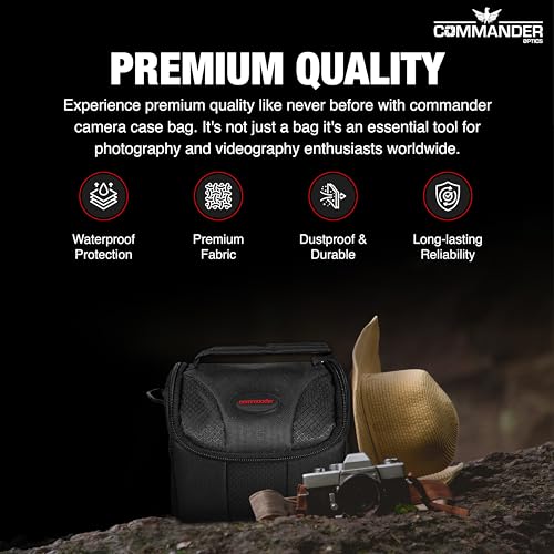 COMMANDER OPTICS Small Camera Bag - Water Resistant, Soft Padded, Compact Travel Bag for Canon EOS, Nikon, Sony & More DSLR Cameras/Camcorders Ample Storage and Protection for Your Equipment (Small)