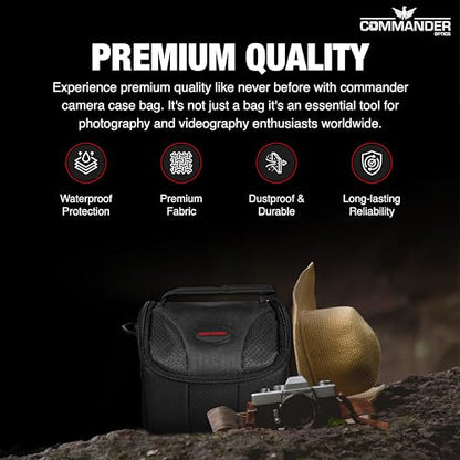 COMMANDER OPTICS Small Camera Bag - Water Resistant, Soft Padded, Compact Travel Bag for Canon EOS, Nikon, Sony & More DSLR Cameras/Camcorders Ample Storage and Protection for Your Equipment (Small)