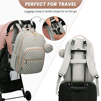 LOVEVOOK Diaper Bag Backpack, Quilted Baby Bag with Changing Pad & Pacifier Holder, Waterproof Travel Diaper Bags for Baby Boys Girls, Stylish and Large Capacity, Light Grey - color: Light Grey