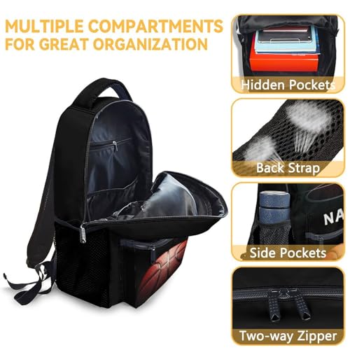 Mercuryelf Custom Basketball Backpack with Lunch Box And Pencil Case, Personalized Elementary Kindergarten School Preschool Bookbag for Boys Girls Kids, Set of 3 - color: Basketball-2-3