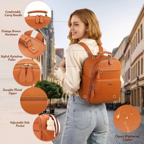 Small Camera Backpack, Classic PU Leather for DSLR, Professional Camera Bag for Photographers with 11 Inch Pad/Tablet Compartment, 10L Brown - color: Brown