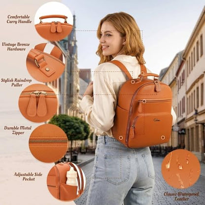 Small Camera Backpack, Classic PU Leather for DSLR, Professional Camera Bag for Photographers with 11 Inch Pad/Tablet Compartment, 10L Brown - color: Brown