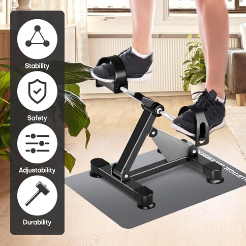 Under Desk Elliptical Mat - Non-Slip Exercise Equipment for Peloton Bike, Small Exercise Mat for Desk Workout Equipment - color: Grey
