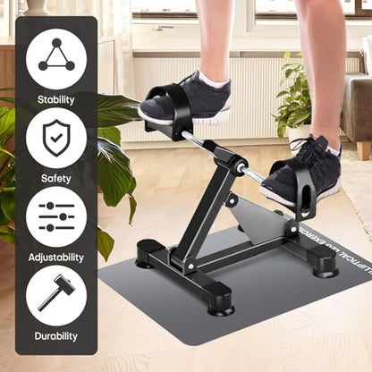 Under Desk Elliptical Mat - Non-Slip Exercise Equipment for Peloton Bike, Small Exercise Mat for Desk Workout Equipment - color: Grey