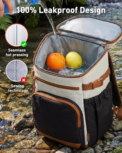TOURIT Backpack Cooler Leak Proof 28 Cans Cooler Backpack Insulated Waterproof Cooler for Men and Women, Picnic, Hiking, Work, Trip - color: black